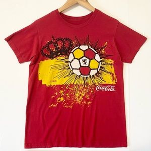 Spain Soccer D-Lab Coca-Cola Red Short Sleeve T-Shirt Mens Unisex S Crew Neck